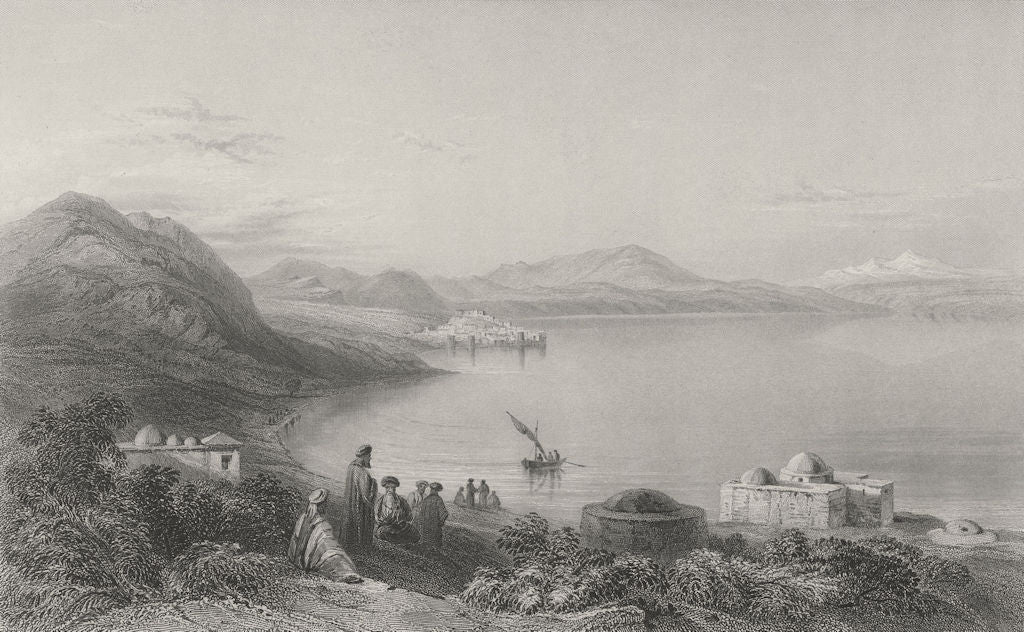 ISRAEL. Baths & Tiberias(Mount Hermon)-Bartlett 1847 old antique print picture